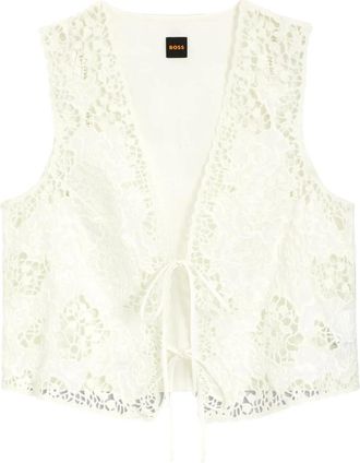 HUGO BOSS C Irika Gilet - Dames - Tops zonder mouwen - Wit - XL - Katoen - Tops