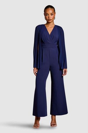 Coast Petite V Neck Pleated Jumpsuit in Navy at Nordstrom, Size 2P