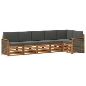 vidaXL Conjunto De Sof&aacute; Seccional Con Coj&iacute;n 5 Pcs Natural Y Antracita Vidaxl