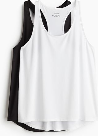 H&M 2er-Pack Sport-Tanktops mit DryMove - White