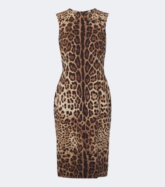 Dolce & Gabbana Leopard-print silk-blend charmeuse midi dress