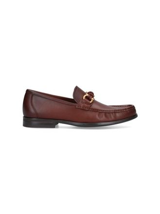 Ferragamo Sleek Leather Loafers With Gold-Tone Detailing