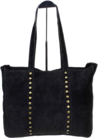 Girly HandBags Womens Italian Genuine Suede Leather Hobo Shoulder Bag Tote Real Leather Handbag Studded Medium Black