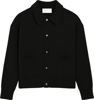 Ami Shirt Collar Boxy Cardiga