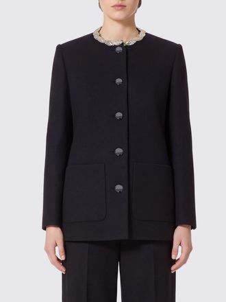 Valentino Garavani Short Virgin Wool Coat with Crystal Embroidery