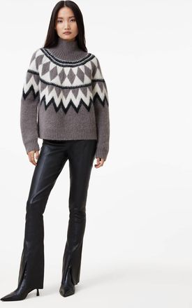 AllSaints Womens Alpaca Wool Tura Funnel Neck Relaxed Fit Jumper, Size: XS