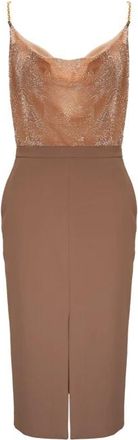 Elisabetta Franchi Midi Jurk - Dames - Casual kleedjes - Bruin - M - Polyester - Kleedjes