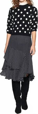 Joie Polka Dot Wool Cropped Crew Neck Sweater In Black