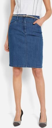 Bonprix Jeansrock BONPRIX Jeansrock, Stretch, Damen, Gr. 36, blau (blau denim), Denim/Jeans, Obermaterial: 82% Baumwolle, 17% Polyester, 1% Elasthan, unifarbe