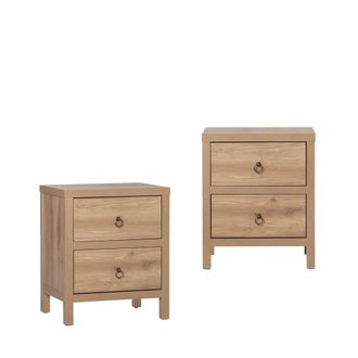 Klast Pack 2 mesitas de noche efecto madera natural 50 x 60 cm
