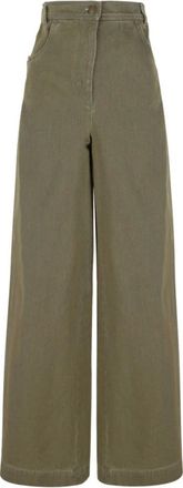Max Mara Dames, Broeken, Groen, Maat: 2XS Katoen