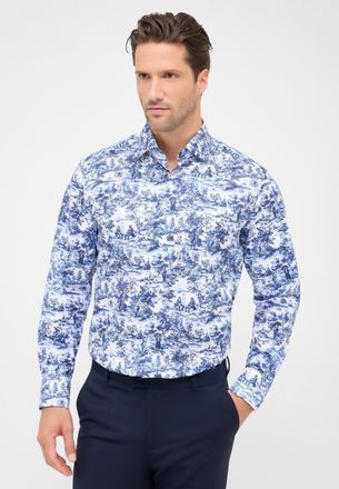 Eterna Langarmhemd ETERNA MODERN FIT, Herren, Gr. 46, Normalgr&ouml;ssen, blau (dunkelblau), Twill, 100% Baumwolle, tailliert, Manschette, Hemden Langarmhemd, NON