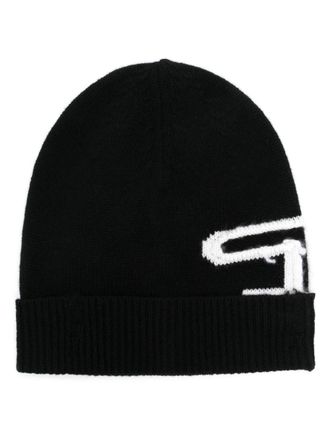 Diesel Muts met intarsia logo - Zwart