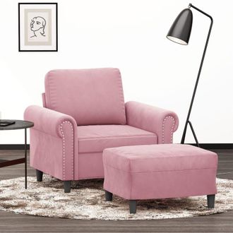vidaXL vidaXL Poltrona con Poggiapiedi Rosa 60 cm Velluto