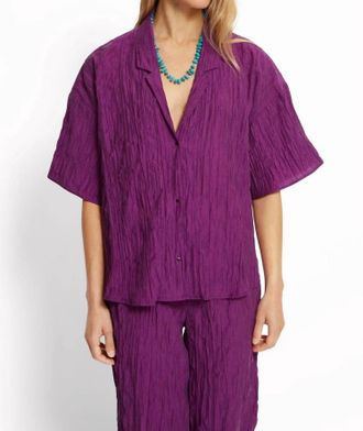 Roseanna Romeo Short Sleeve Shirt In Bright Plum