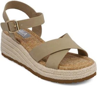 Mia Nikky Ankle Strap Platform Wedge Sandal in Sand Bruss at Nordstrom, Size 9.5