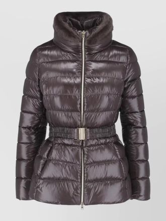 Herno puffer coat high collar belted waist