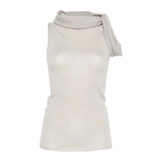 Rick Owens Sleeveless Tops, female, Gray, Size: XL Twist Top Pearl
