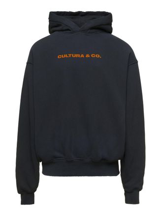 Cultura Black Hoodie With Cultura & Co Print In Jersey Man