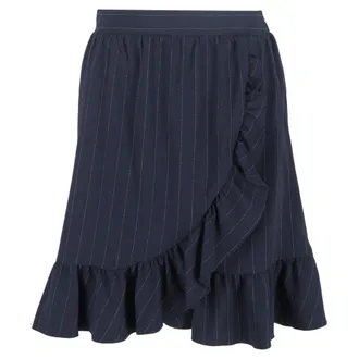 Ganni Ganni Striped Ruffled Mini Skirt in Navy Blue Polyester