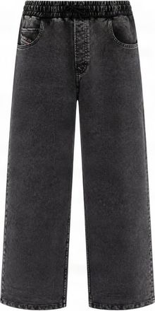Diesel Dark Grey Stone Washed Wide-Leg Jeans
