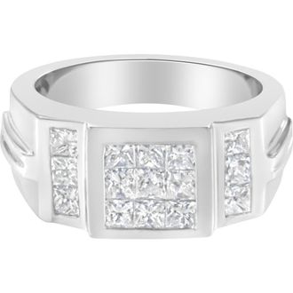 House of Brilliance Mens 14K White Gold 2.0 cttw Diamond Cluster Ring at Nordstrom, Size 10