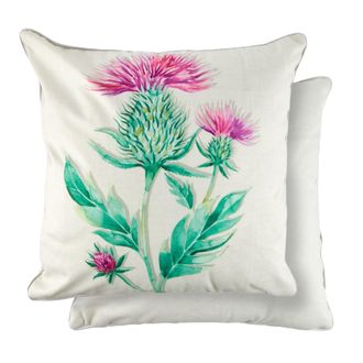 Emma Barclay Watercolour Animals Velvet Cushion Cover with Thistle Print - Emma Barclay | TJ Hughes