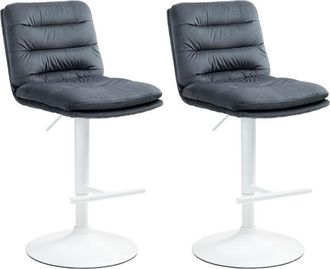 Clp Clp - Set De 2 Taburetes De Bar Damar En Terciopelo Gris Oscuro Blanco