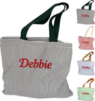 Generic Personalized Embroidered Canvas Tote Bag, Custom Name Tote Bag for Women, Reusable Grocery Shopping Bag, Gift for Mom, Wife, Bridesmaid