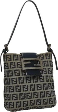 Fendi Pre-owned Shoulder Bags, female, Blue, Size: ONE SIZE Pre-owned Canvas Shoulder Bag