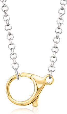 Ross-Simons Sterling Silver and 18kt Gold Over Sterling Rolo-Chain Lobster Clasp Necklace