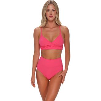 Sunsets Lyla Bralette Bikini Swimsuit Top in Posy Pink Crepe at Nordstrom, Size Xx-Large