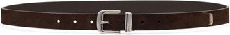 Brunello Cucinelli Zwarte Leren Riem met Zilveren Gesp - Heren - Riemen - Zwart - 95 CM - Leer - Accessoires