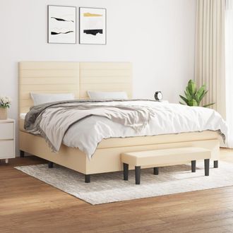 vidaXL Vidaxl - Cama Box Spring Con Colch&oacute;n Tela Color Crema 160x200 Cm