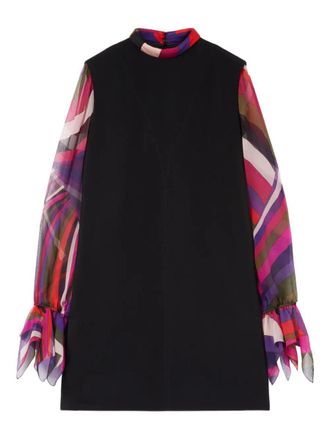 Pucci Printed Sleeve Heavy Cady Sheath Dress