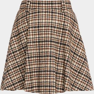 Brunello Cucinelli Checked Wool-Alpaca Mini Circle Skirt