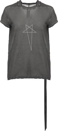 Rick Owens Grey Lace-Trim Semi-Sheer Cotton T-Shirt