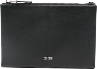 Tom Ford Wallets & Cardholders, male, Black, ONE SIZE, Grain Leather Minimal Slim Pouch with Wristlet