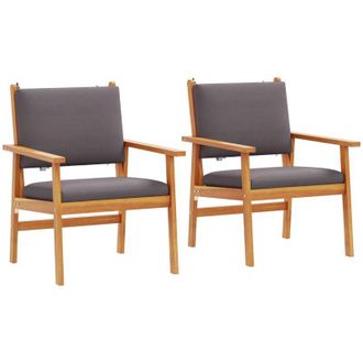 vidaXL Silla De Jard&iacute;n Con Coj&iacute;n 2 Pcs Marr&oacute;n Madera Maciza De Acacia Vidaxl