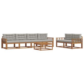 vidaXL Conjunto De Sof&aacute;s De Exterior 7 Pcs Gris Natural Y Claro Vidaxl