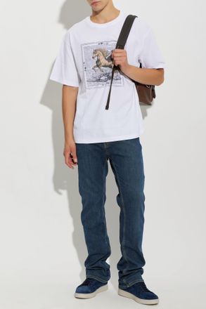 Etro T-shirt With Colorful Print, Mens, White