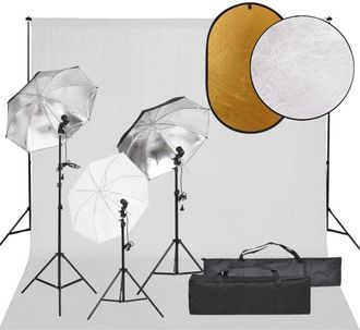 vidaXL Kit De Estudio Fotogr&aacute;fico Con Set De Luces, Fondo Y Reflector Vidaxl
