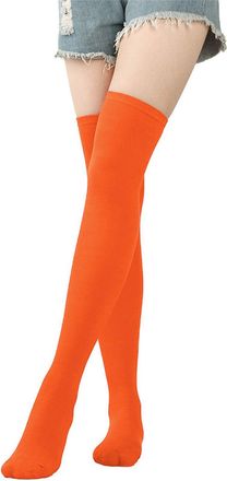 Generic Womens Long Socks Pure Color Socks Thigh High Socks Over The Knee Socks Festival Christmas Tights plus Size (Orange, One Size)
