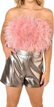 BuddyLove Fancy Strapless Feather Crop Top In Rose Gold
