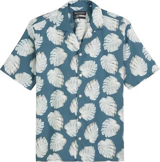 Marc O'Polo leaf-print short-sleeves shirt - Blue