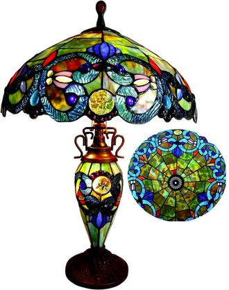 Chloe Lighting DEMETRA AURORATiffany-style 3 Light Victorian Double Lit Table Lamp 18 Shade