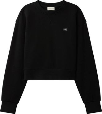 Calvin Klein French Terry Cropped Relaxed Sweatshirt - Dames - Sweatshirts - Zwart - XS - Katoen - Hoodies & sweatvesten