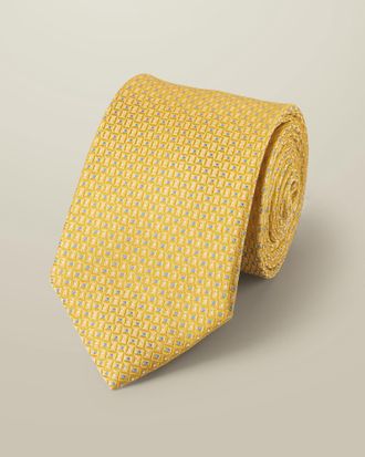 CHARLES TYRWHITT Silk Tie - Lemon and Sky Blue Size OSFA by Charles Tyrwhitt