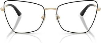 Jimmy Choo London 56mm Irregular Optical Glasses in Pale Gold/Black /Demo Lens at Nordstrom