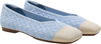 Vivaia Square-Toe Margot 3.0 V-Cut Flats in Blue Apricot Quilt at Nordstrom, Size 11